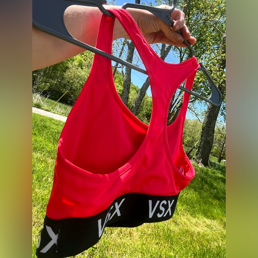 Victorias Secret Sport VSX Racerback Coral Sports Bra • medium • unlined - Picture 2 of 9